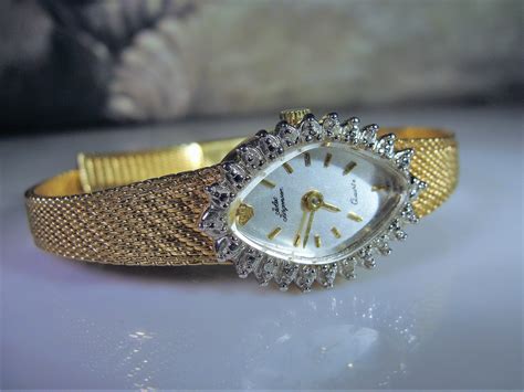 time watch vintage quartz ladies bracelet fake diamonds|vintage timex watches for women.